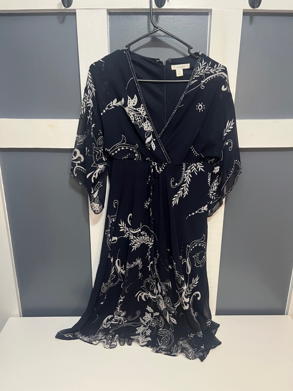 dressbarn Black Dress with Ivory Label Detail